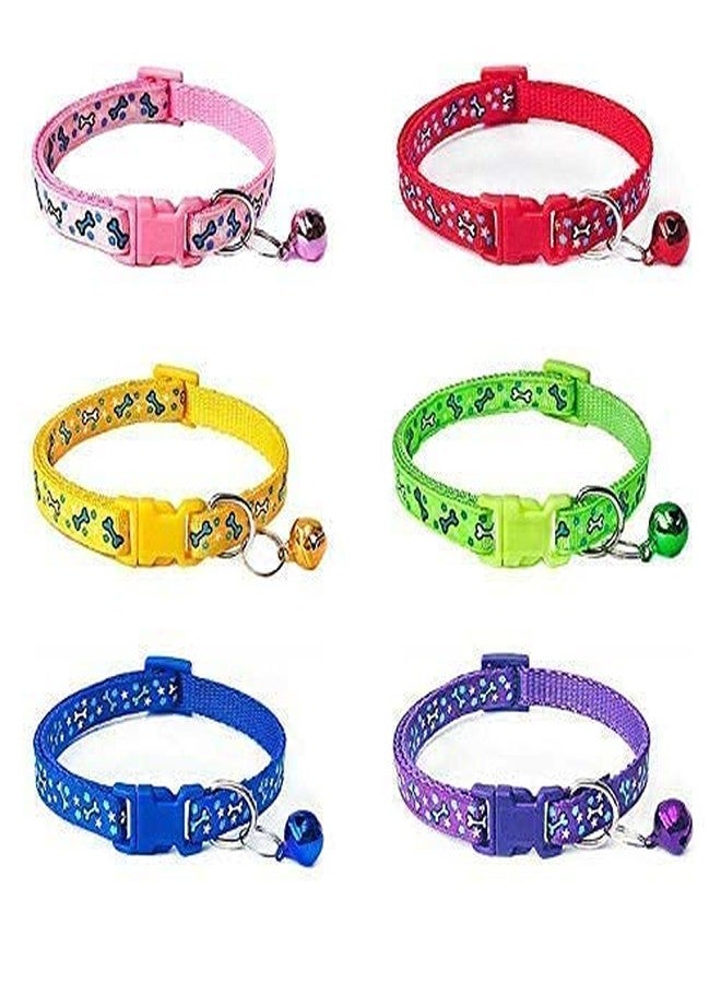 BohoBark Pet Dog Cat Collar Safety Buckle Big Bell Neck Ring Cute Bone Print Adjustable, Collar (Pink) - Image 3